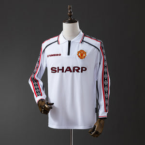 98-99 Manchester United equipación blanco manga larga