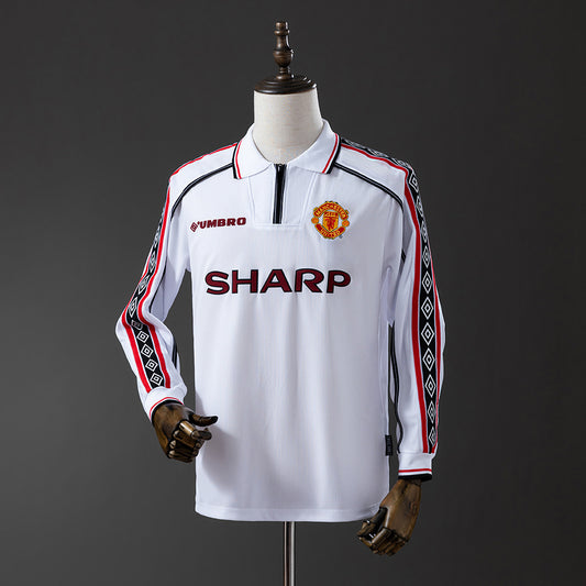 98-99 Manchester United equipación blanco manga larga