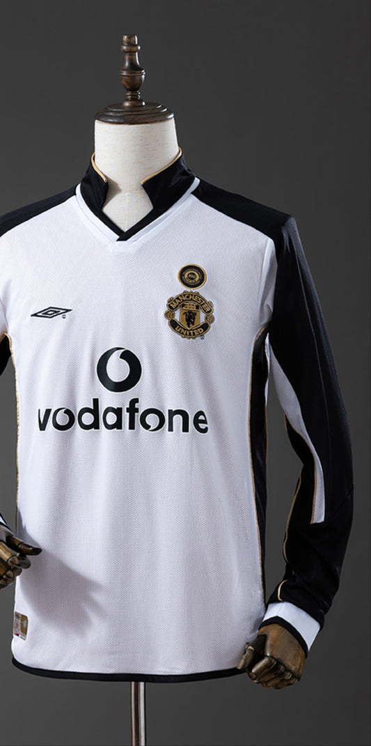 01-02 Manchester United segunda equipación 100 aniversario manga larga