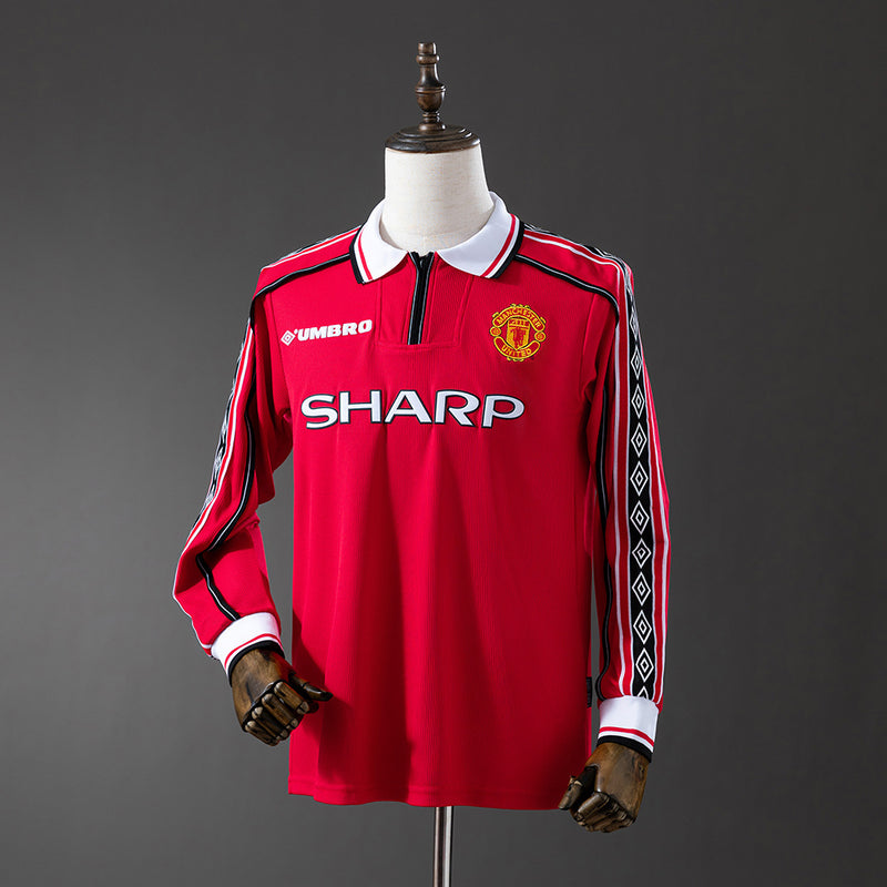 98-99 Manchester United primera equipación manga larga