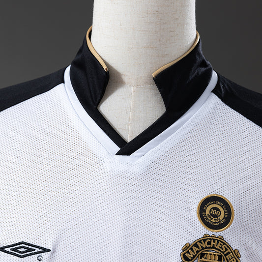 01-02 Manchester United segunda equipación 100 aniversario manga larga